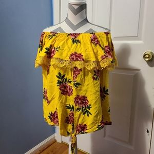 Miss Lili beautiful bright yellow off shoulder top.